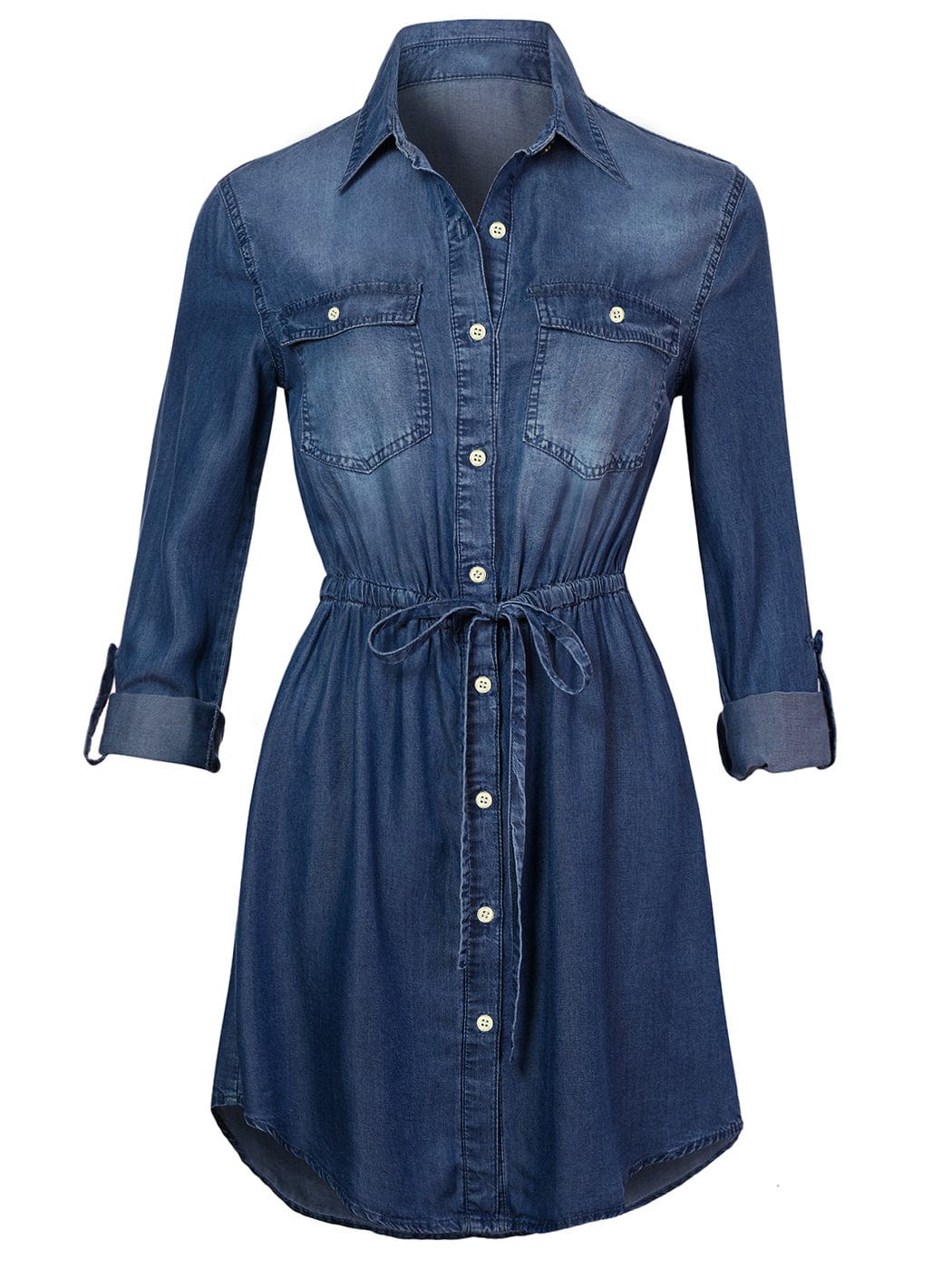 Denim Long Sleeve Jean Shirt Dress - Image 34