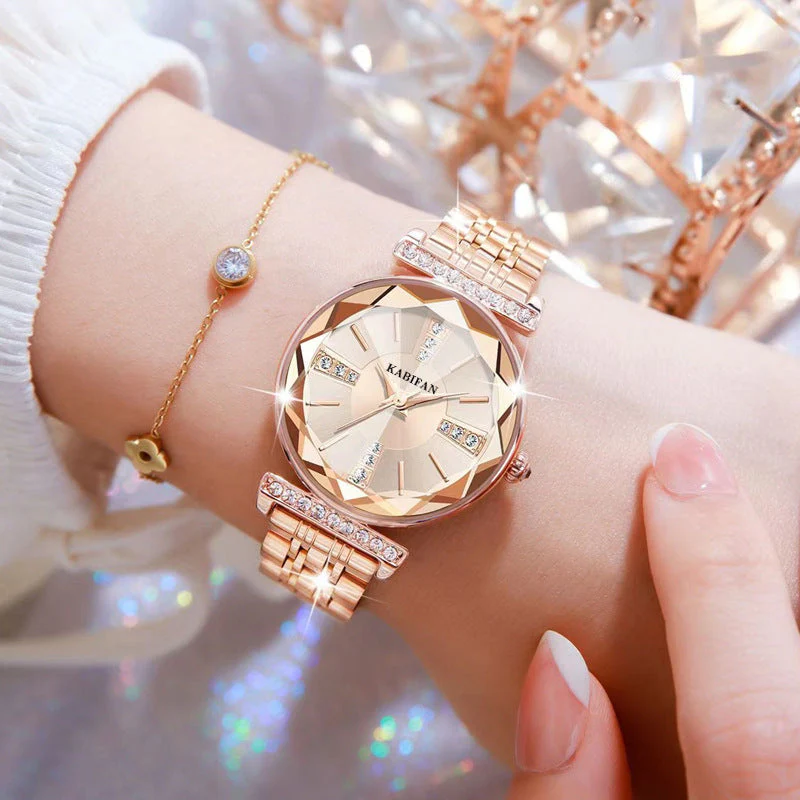 Diamond Mirror Waterproof Steel Watch