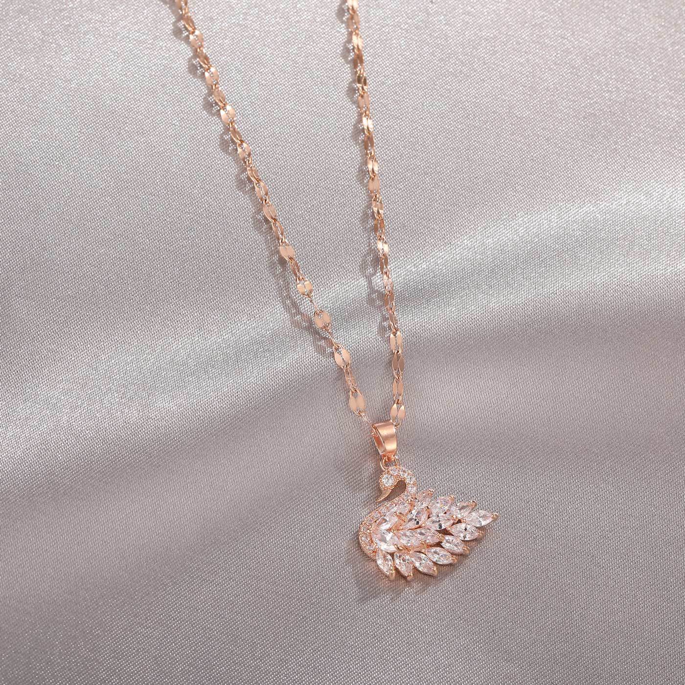 Diamond Swan Pendant Necklace