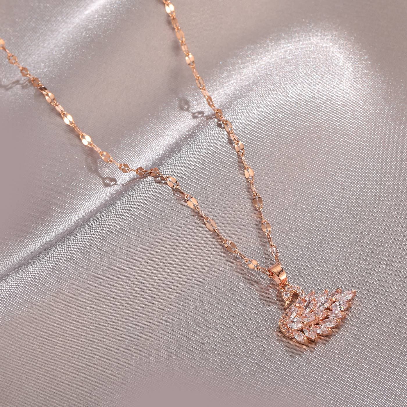 Diamond Swan Pendant Necklace - Image 2