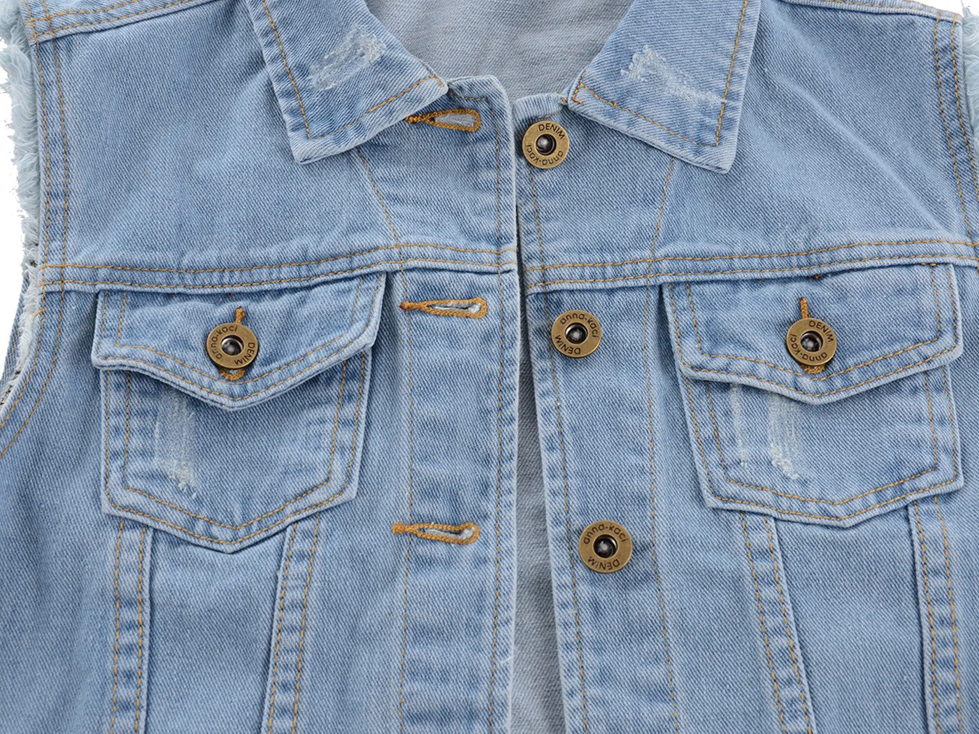 Distressed Denim Crop Vest - Image 20