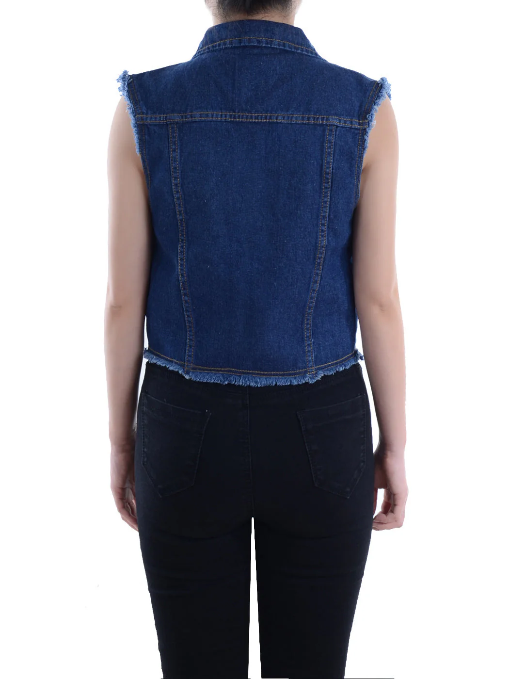 Distressed Denim Crop Vest - Image 24
