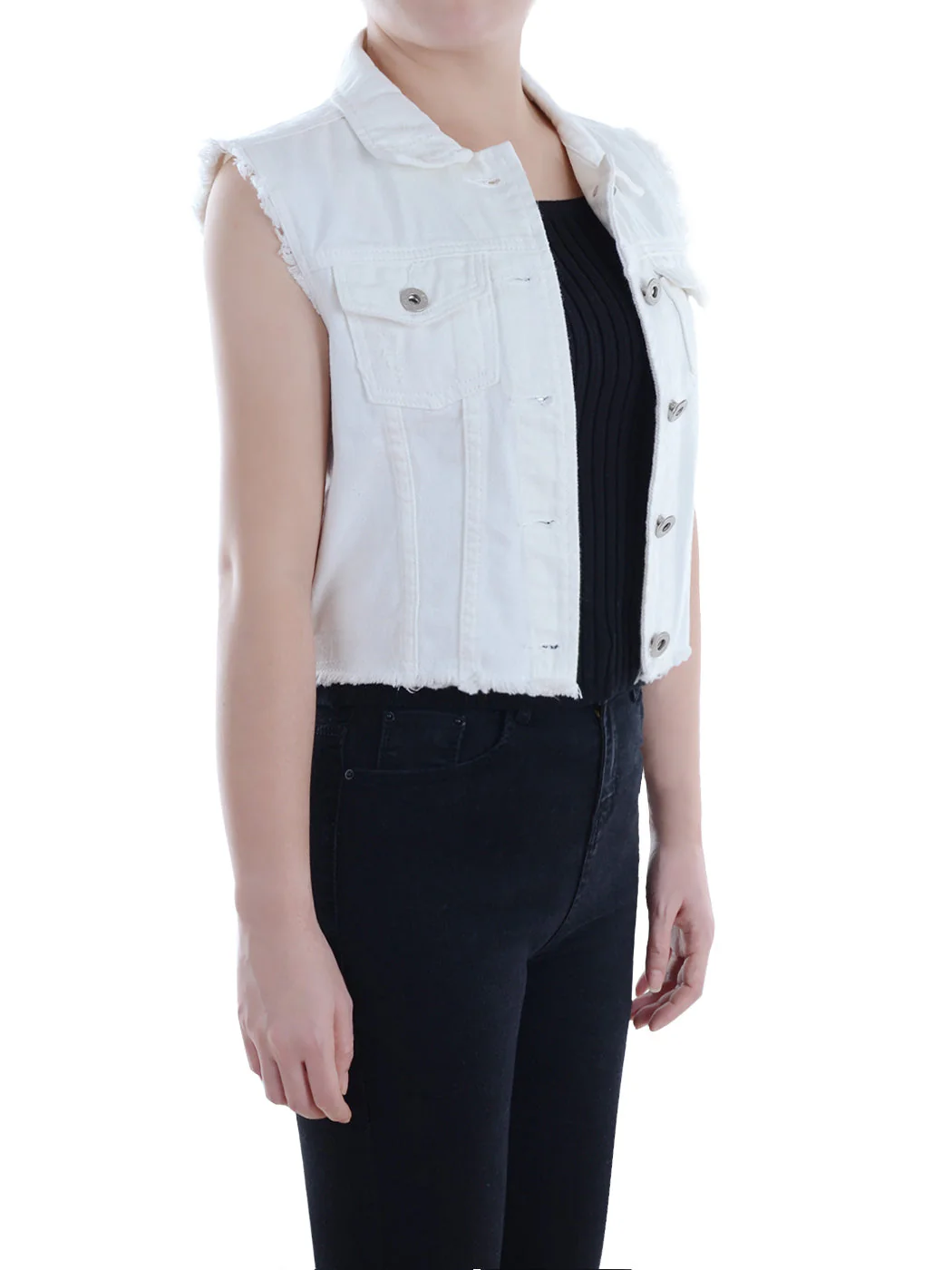 Distressed Denim Crop Vest - Image 31