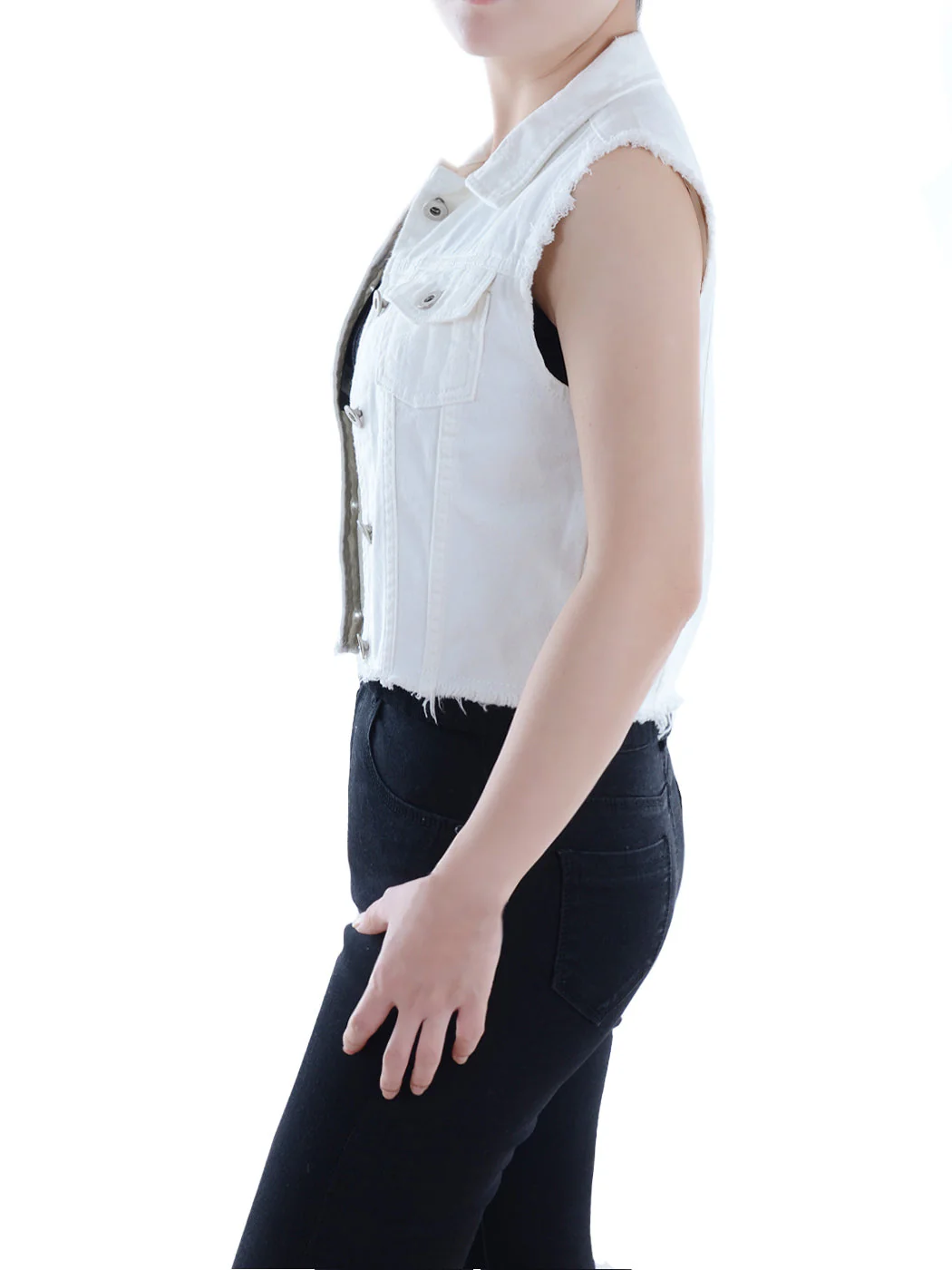 Distressed Denim Crop Vest - Image 32