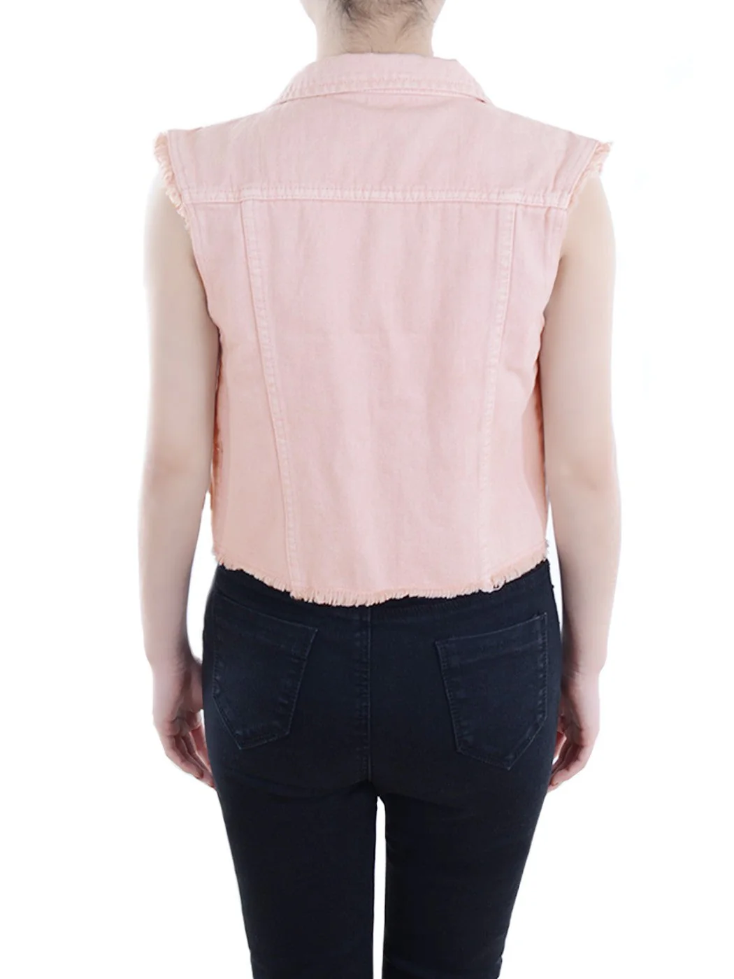 Distressed Denim Crop Vest - Image 37