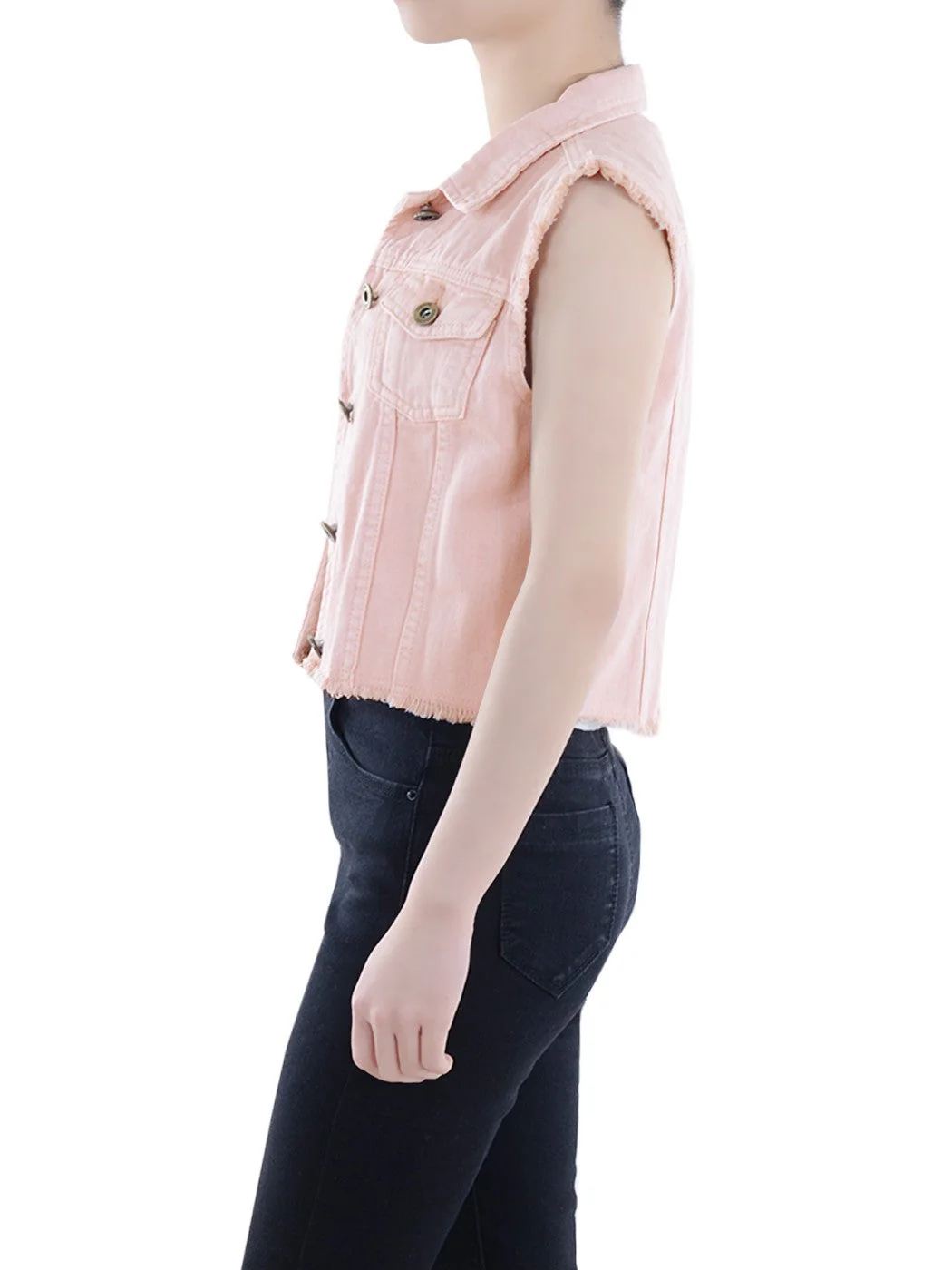Distressed Denim Crop Vest - Image 38