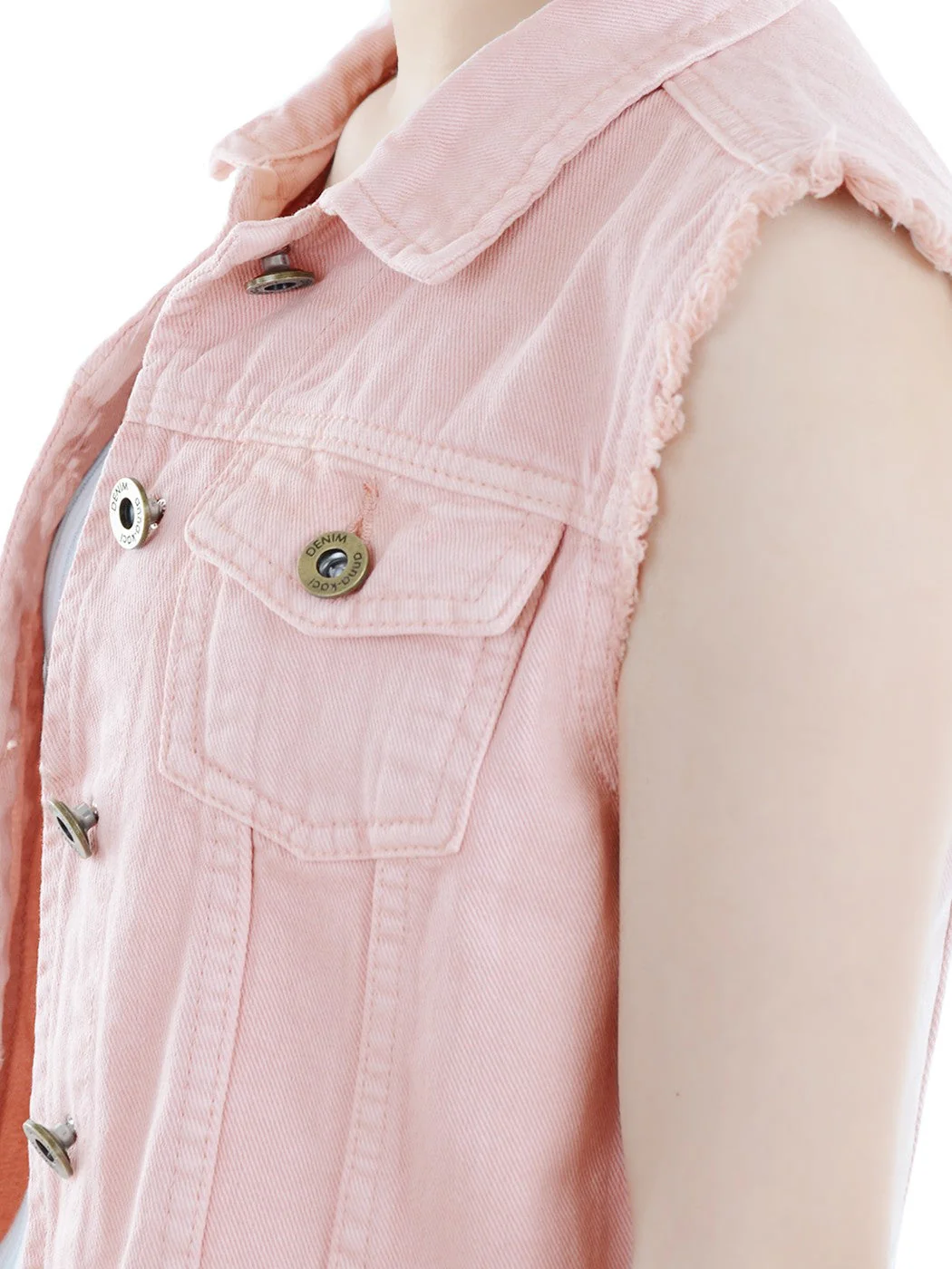 Distressed Denim Crop Vest - Image 39