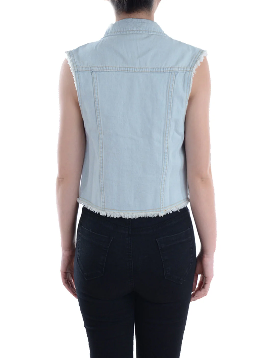 Distressed Denim Crop Vest - Image 4