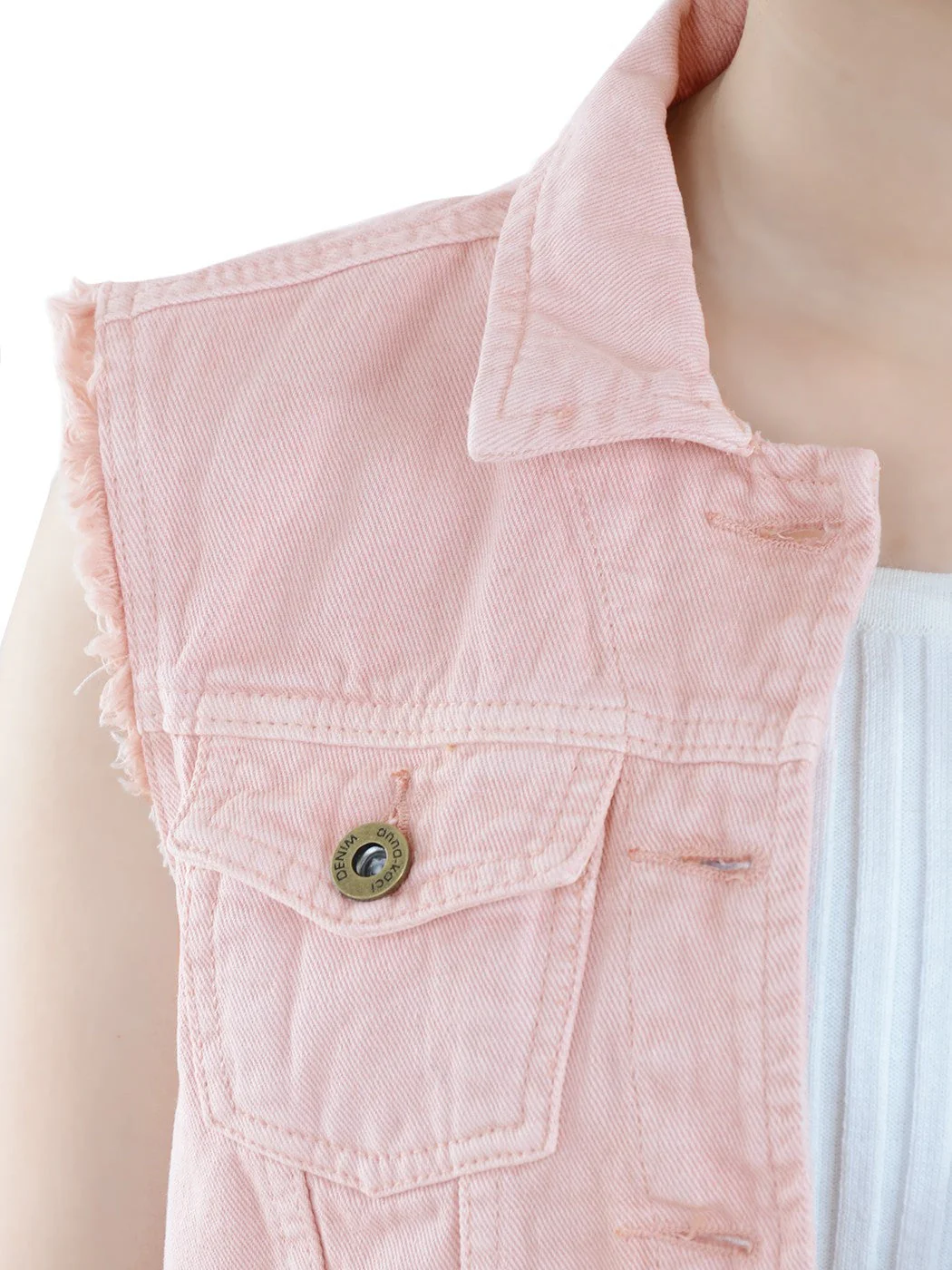 Distressed Denim Crop Vest - Image 40