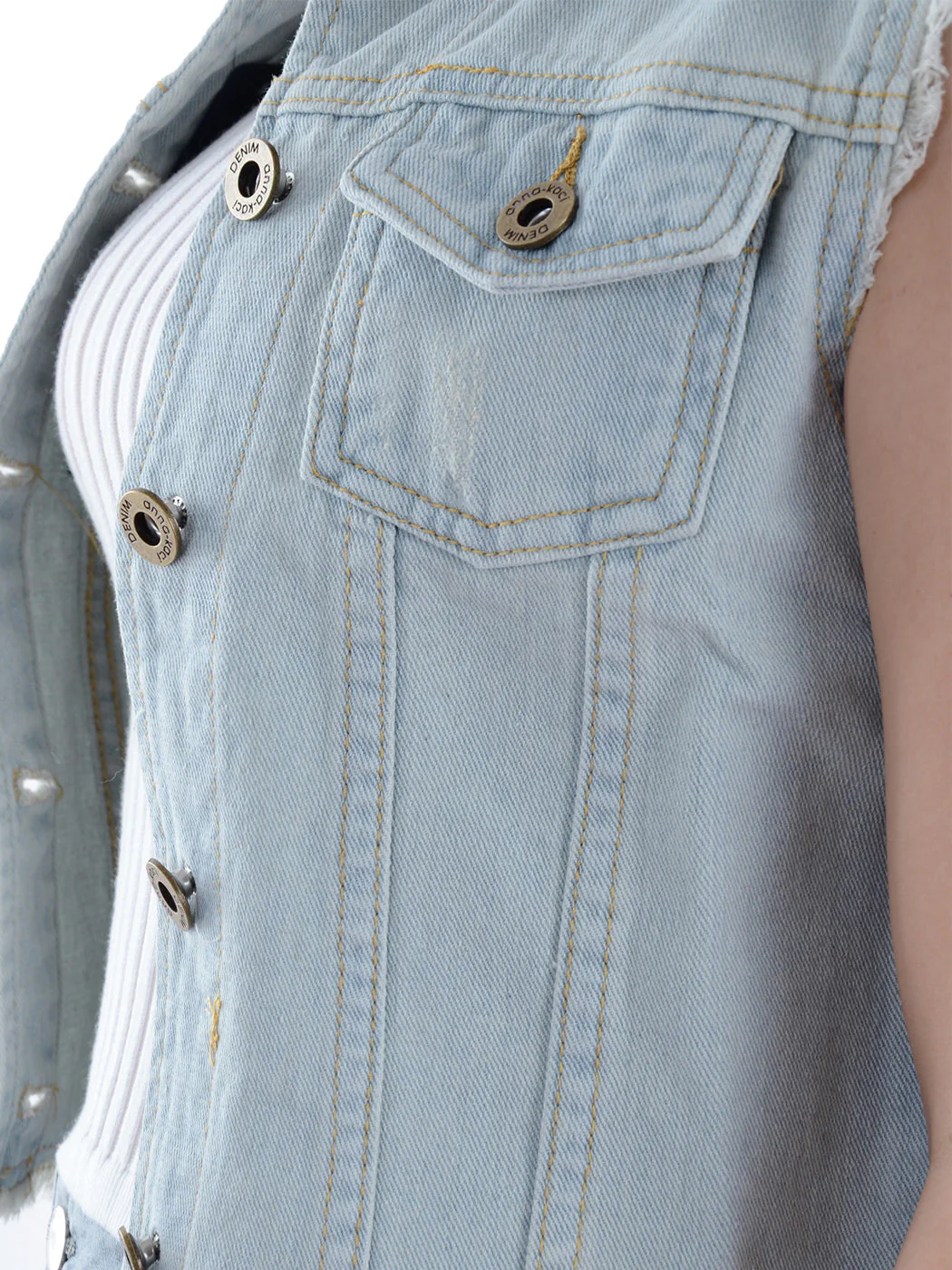 Distressed Denim Crop Vest - Image 5