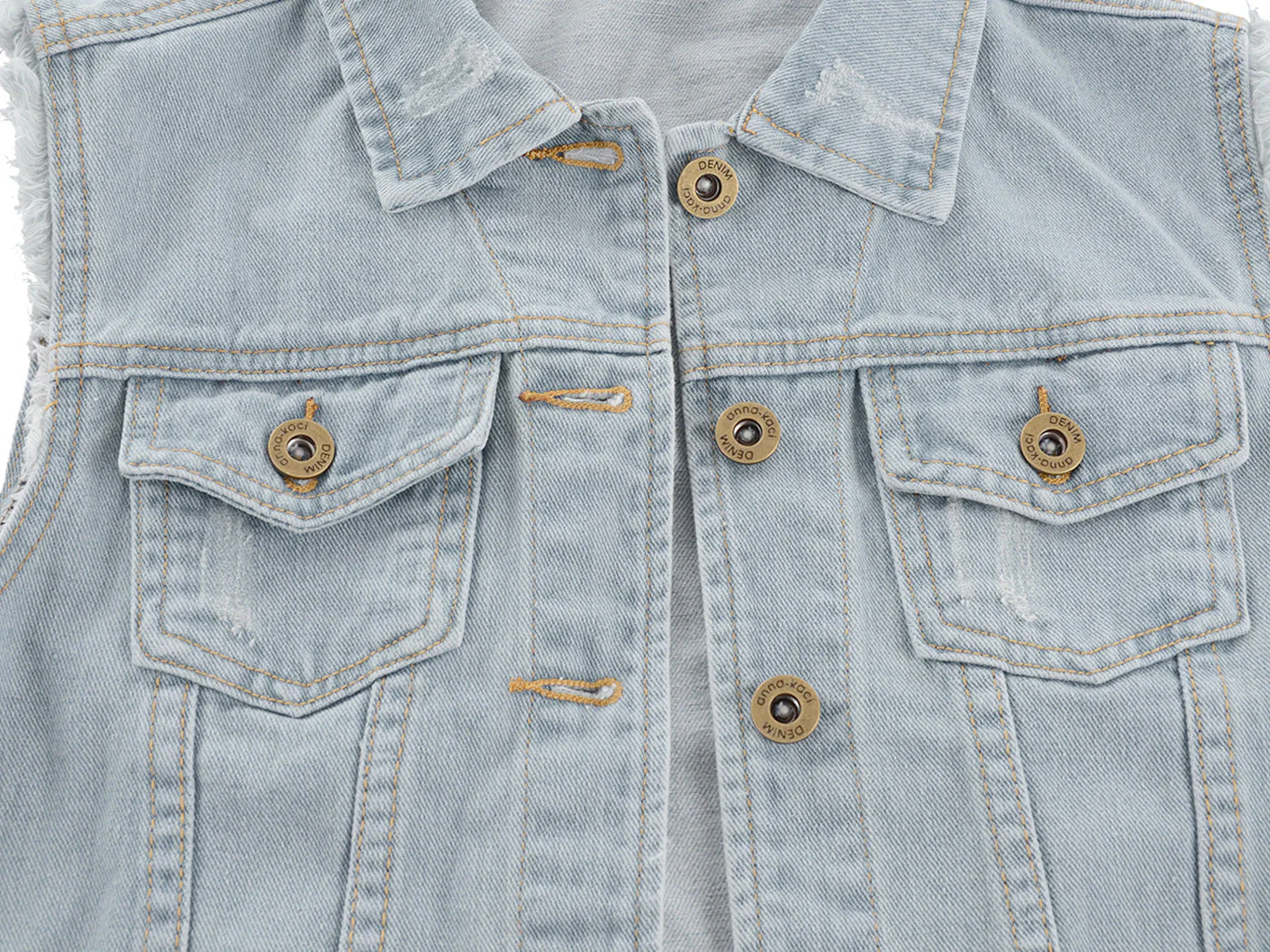 Distressed Denim Crop Vest - Image 6