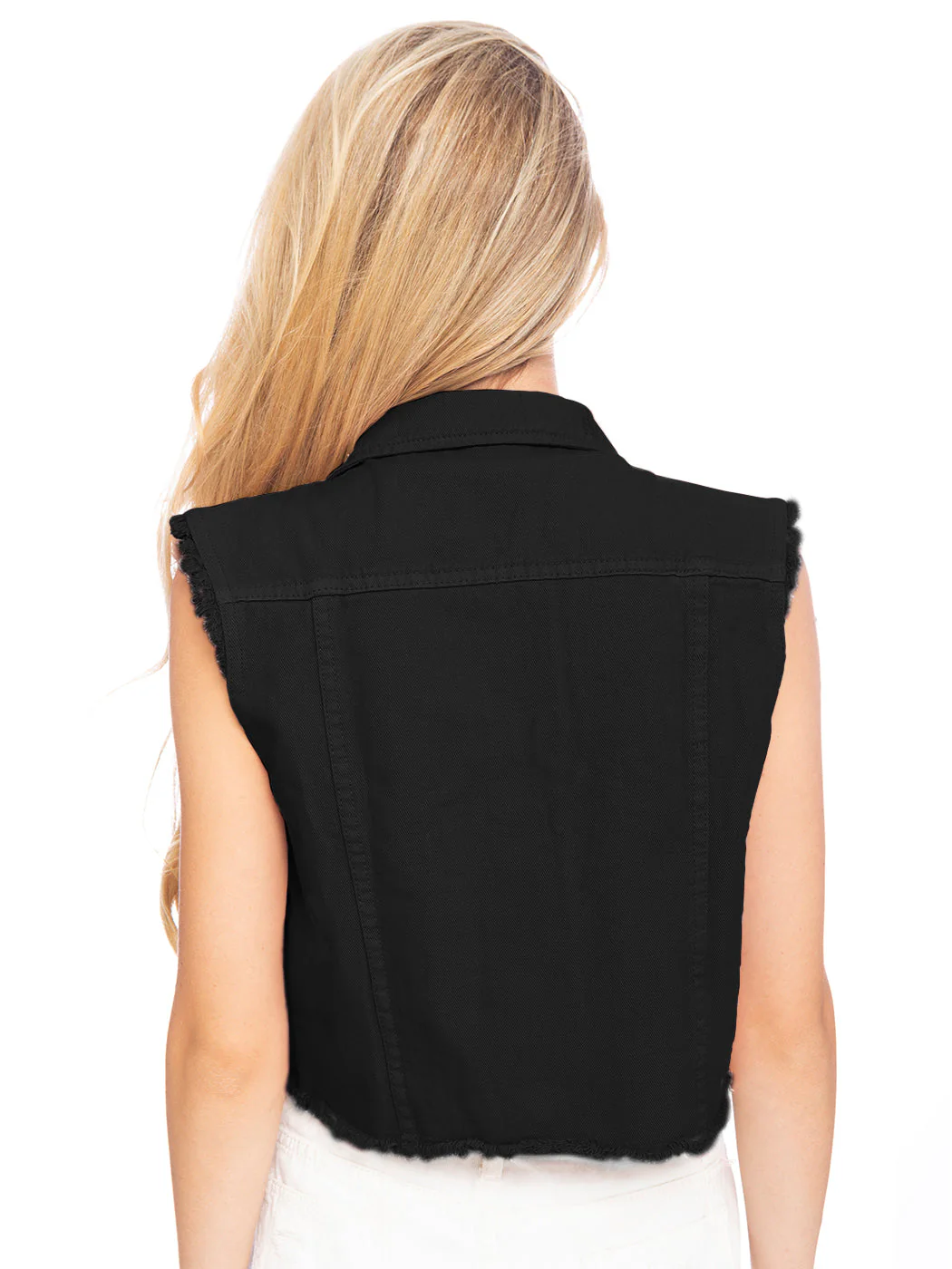 Distressed Denim Crop Vest - Image 9