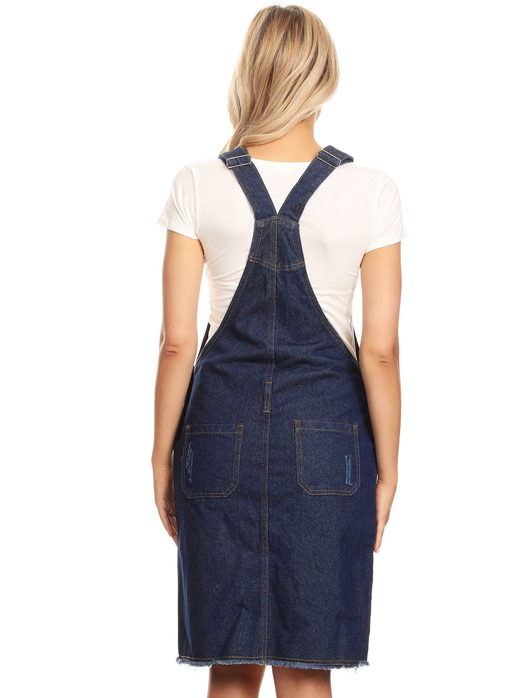 Distressed Denim Overall Midi Dress - Image 13