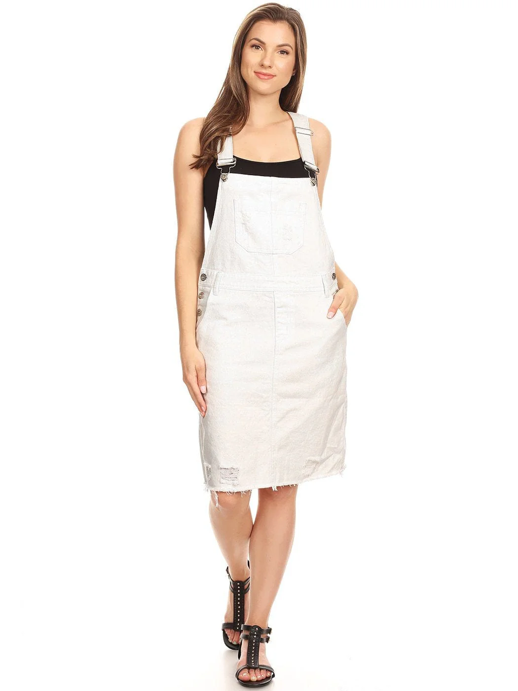 Distressed Denim Overall Midi Dress - Image 17