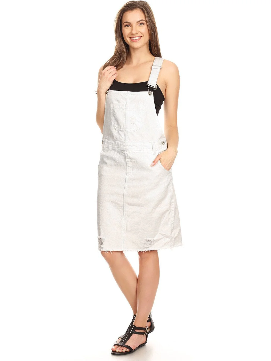 Distressed Denim Overall Midi Dress - Image 18