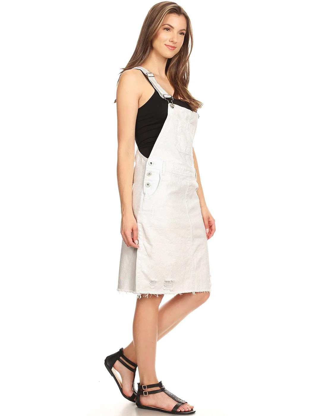 Distressed Denim Overall Midi Dress - Image 19