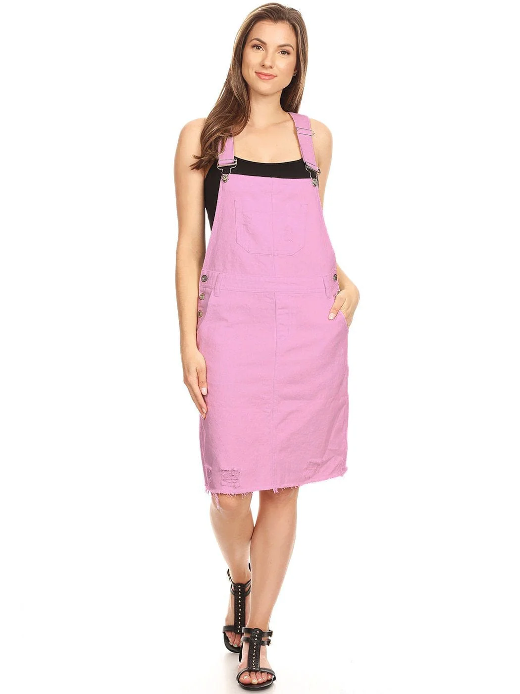 Distressed Denim Overall Midi Dress - Image 22