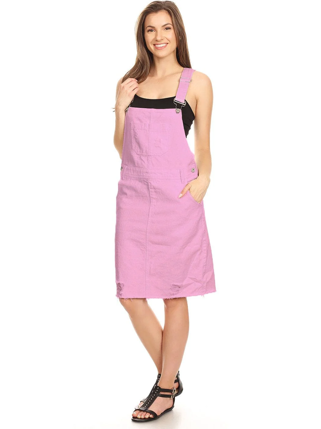 Distressed Denim Overall Midi Dress - Image 23