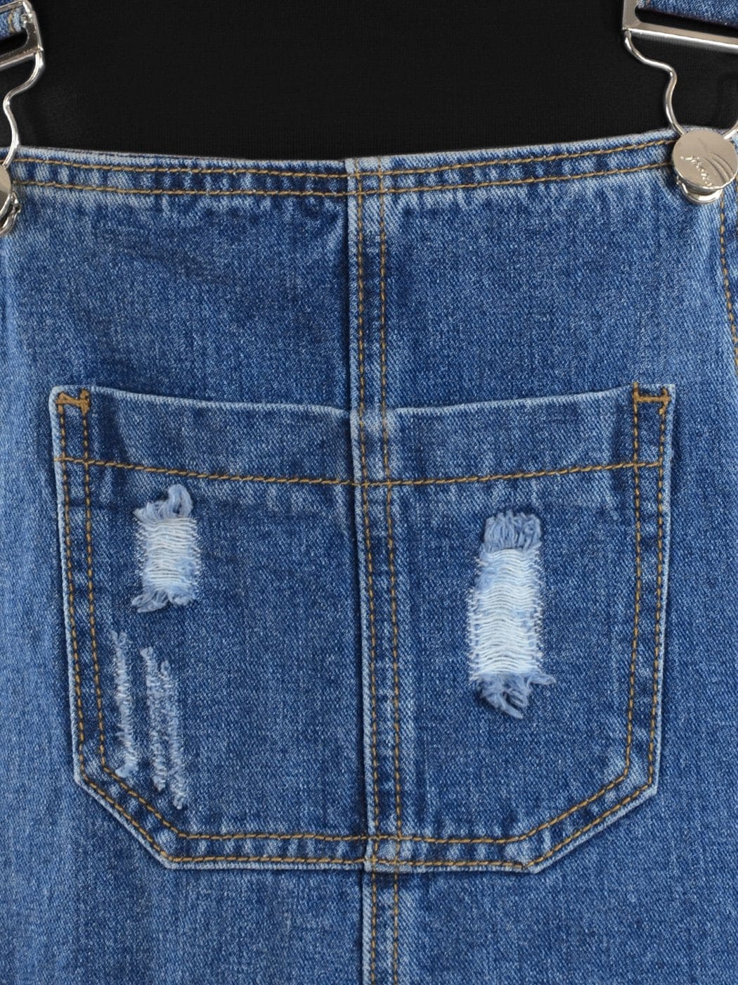 Distressed Denim Overall Midi Dress - Image 5