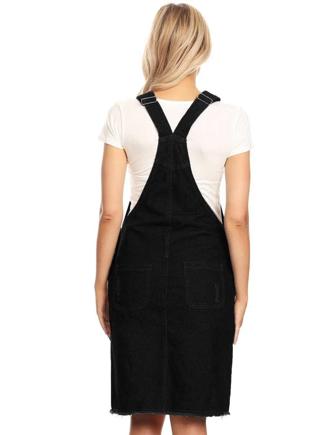 Distressed Denim Overall Midi Dress - Image 8