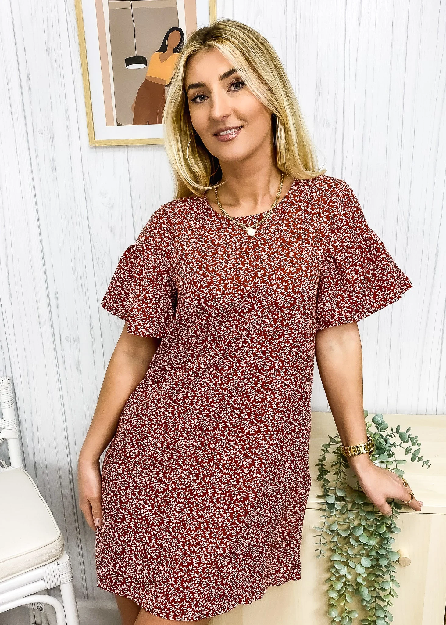 Ditsy Floral Bell Sleeve Dress - Image 4