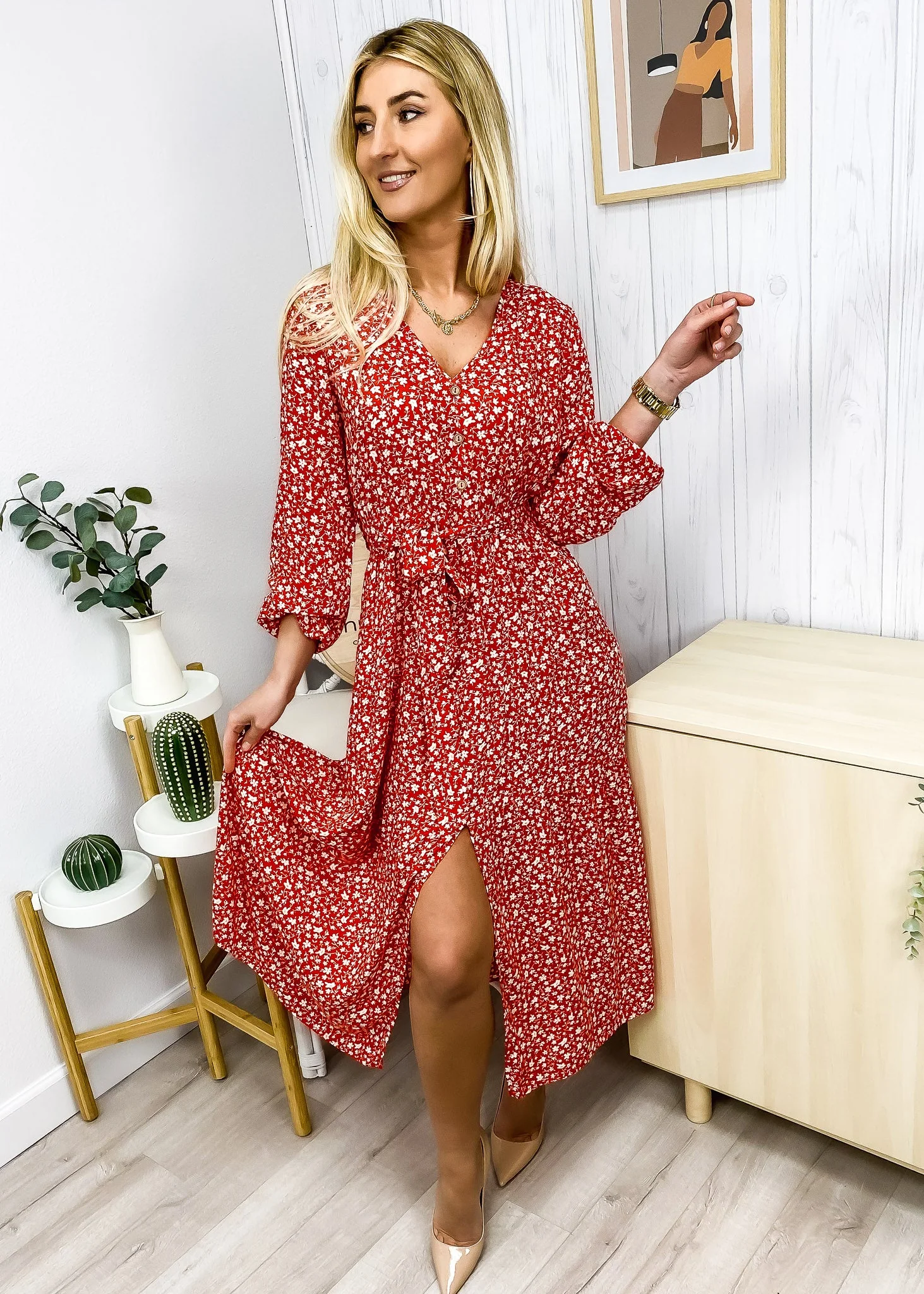 Ditsy Floral Front Slit Dress - Image 2