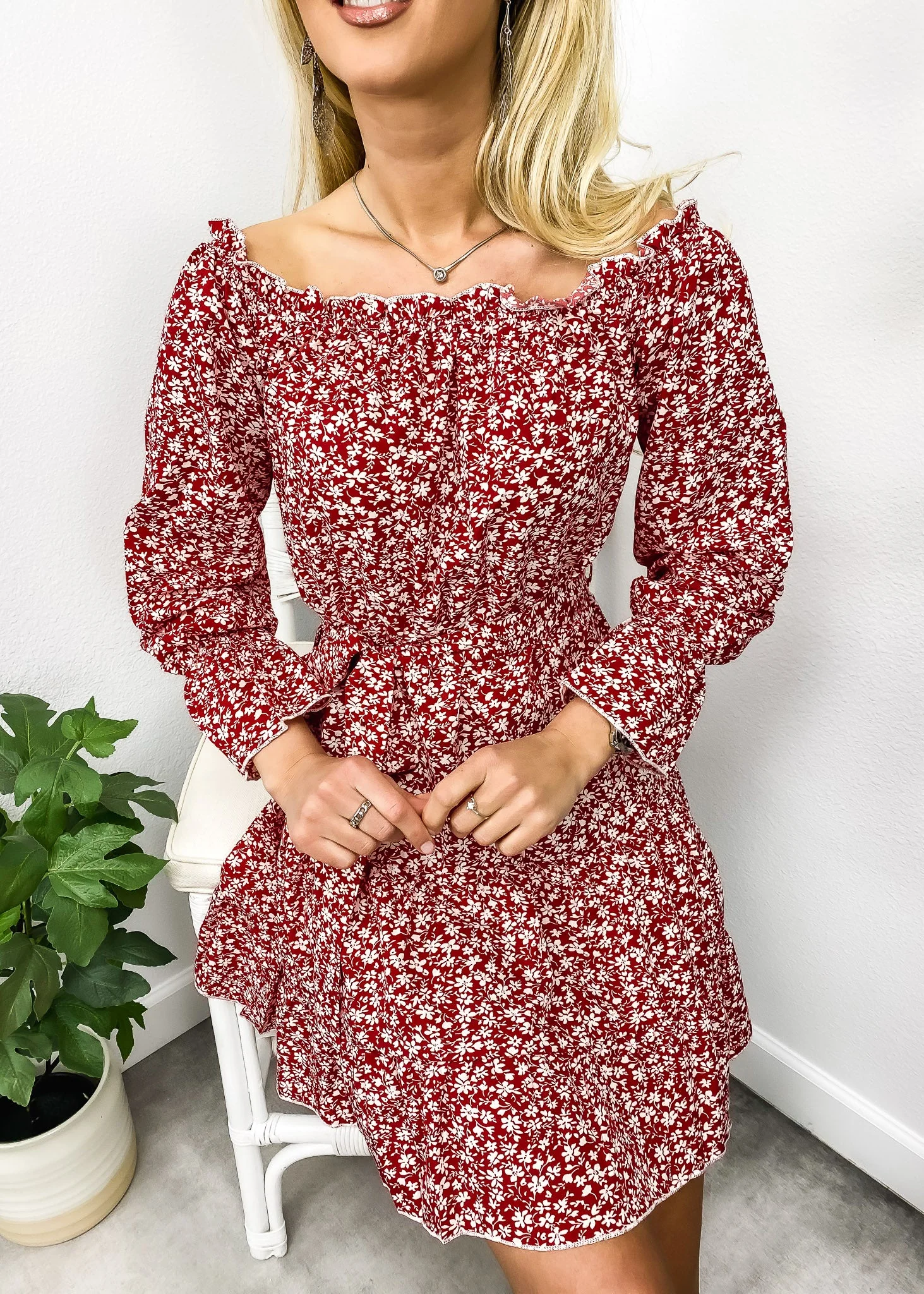 Ditsy Floral Off-Shoulder Dress - Image 3