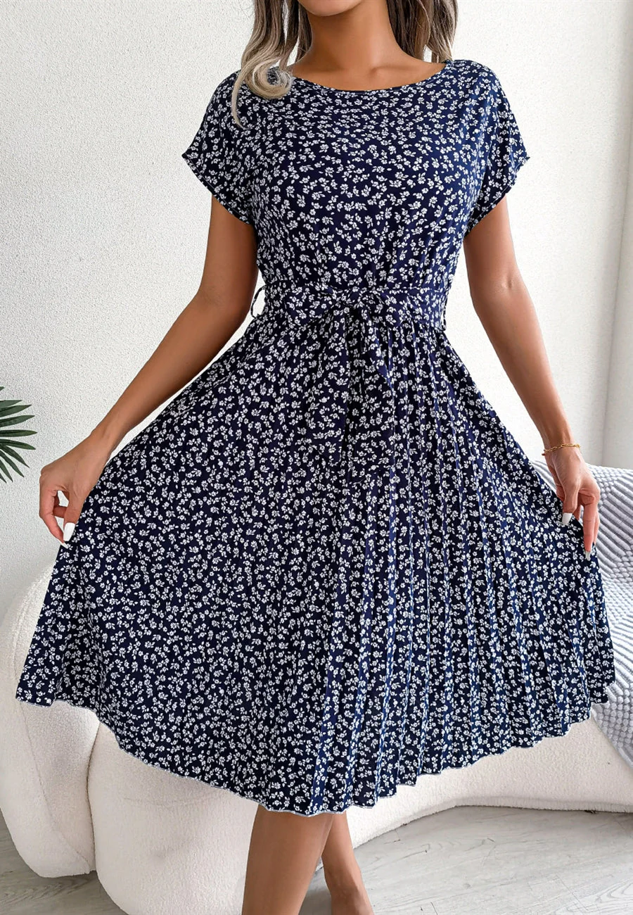 Ditsy Floral Print Pleated Dress - Image 14