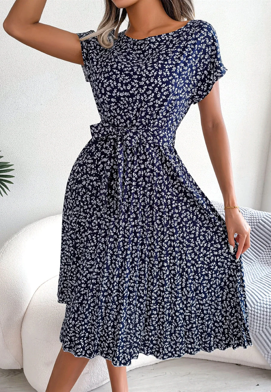 Ditsy Floral Print Pleated Dress - Image 17
