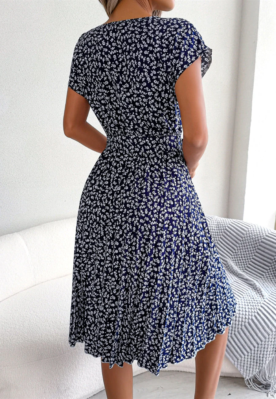 Ditsy Floral Print Pleated Dress - Image 18