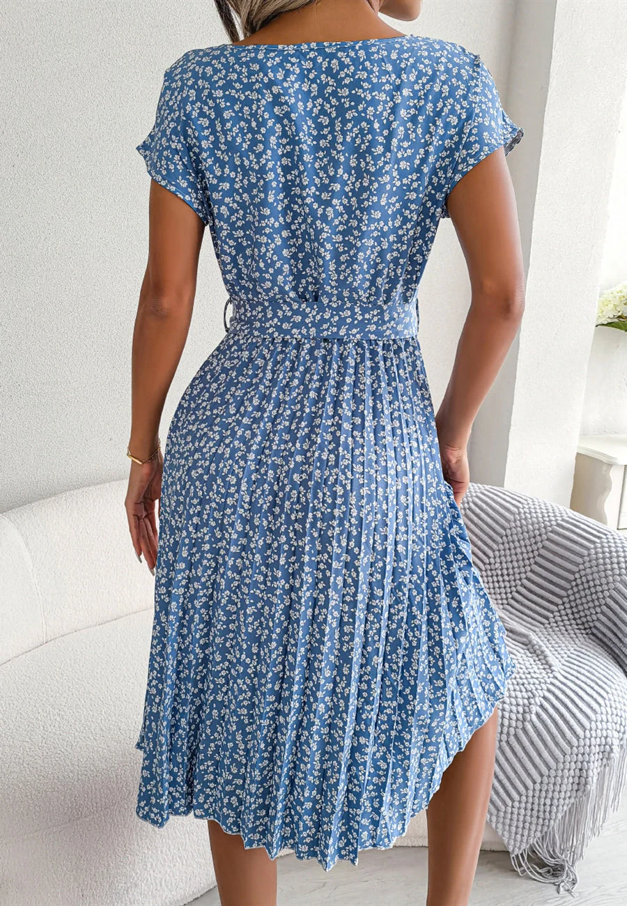 Ditsy Floral Print Pleated Dress - Image 9