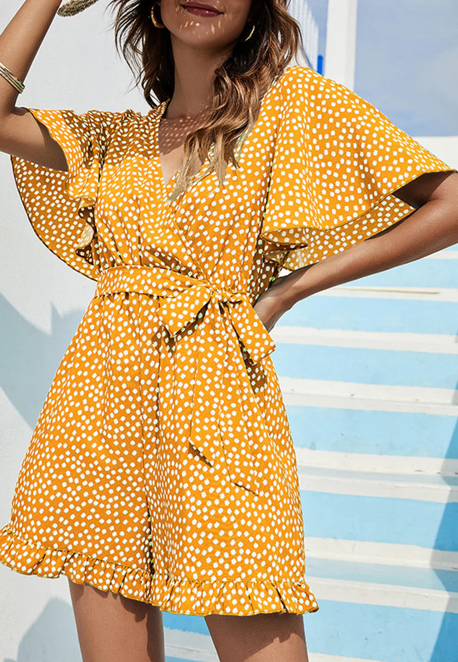 Ditsy Floral Print Tie Waist Romper - Image 11