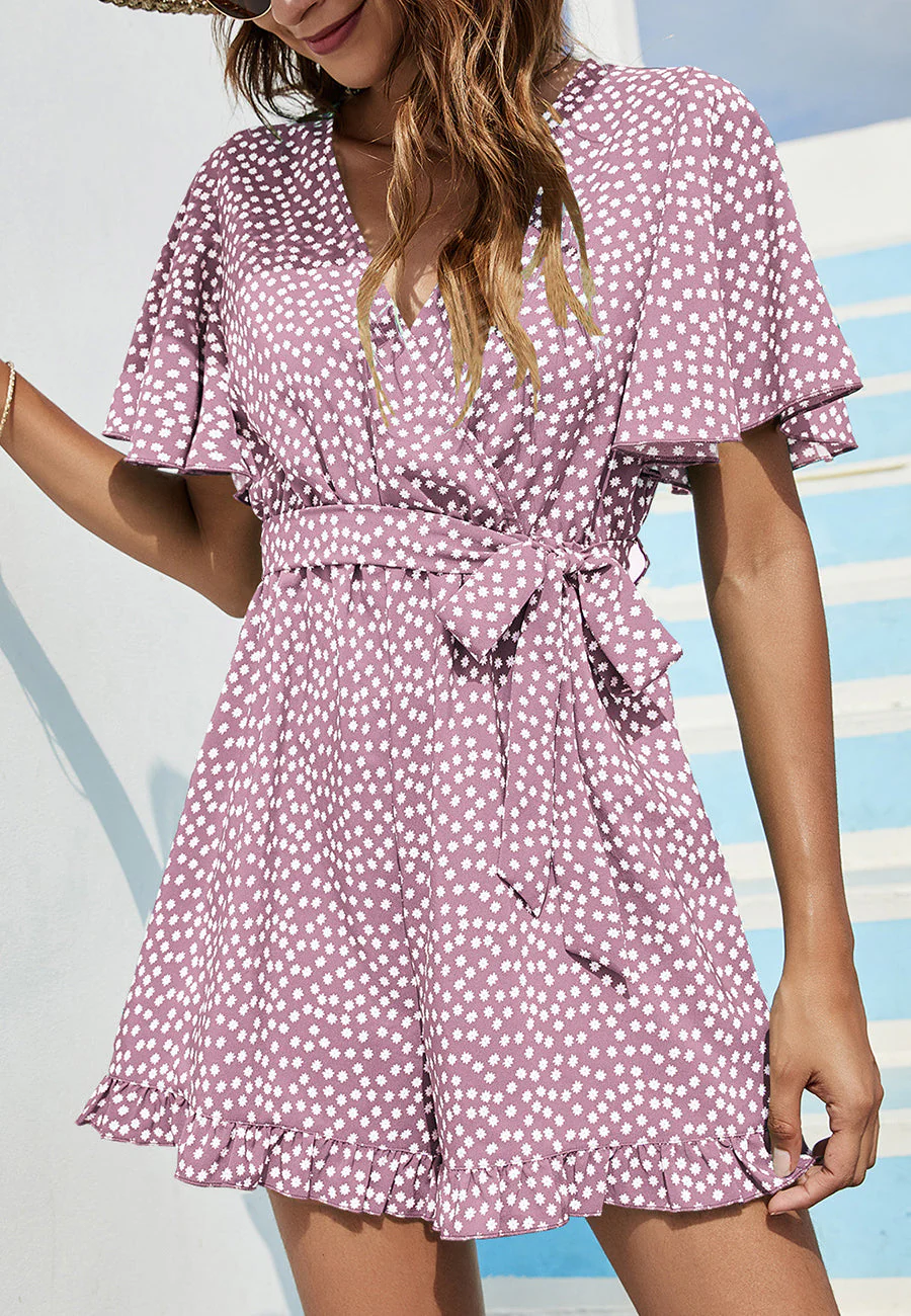 Ditsy Floral Print Tie Waist Romper - Image 7