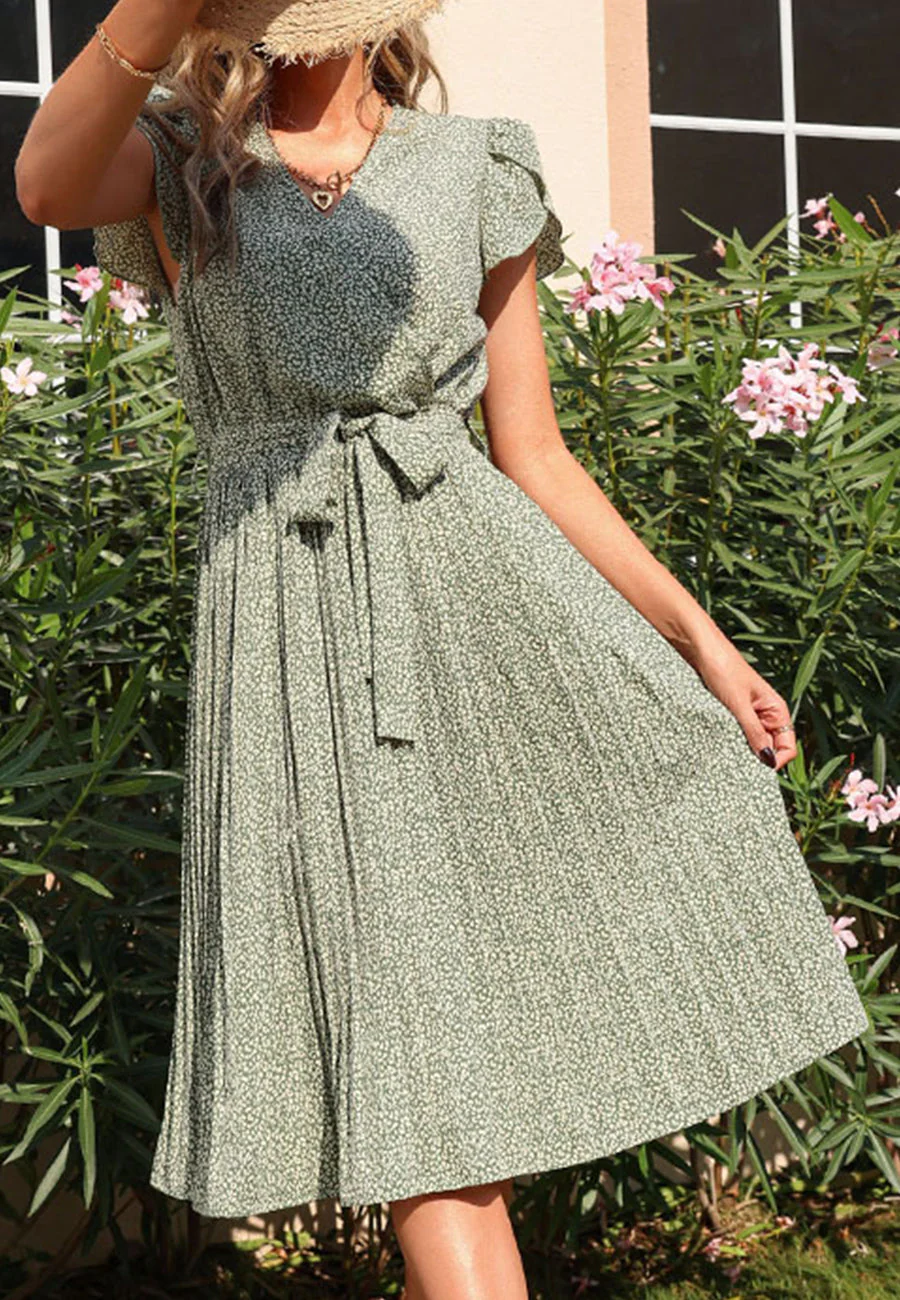 Ditsy Floral Tulip Sleeve Dress