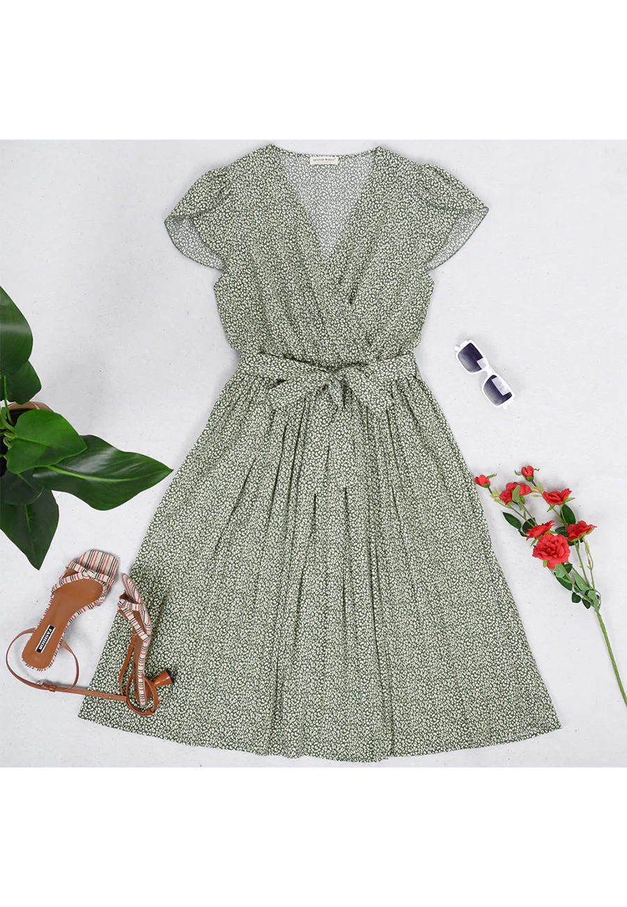 Ditsy Floral Tulip Sleeve Dress - Image 6
