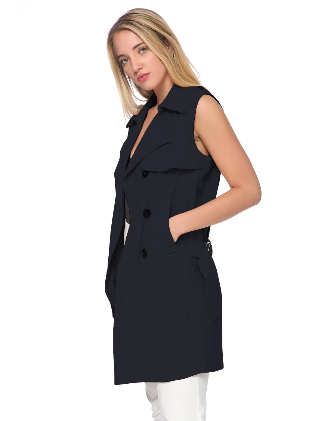 Double-Breasted Trench Vest Coat - Image 10