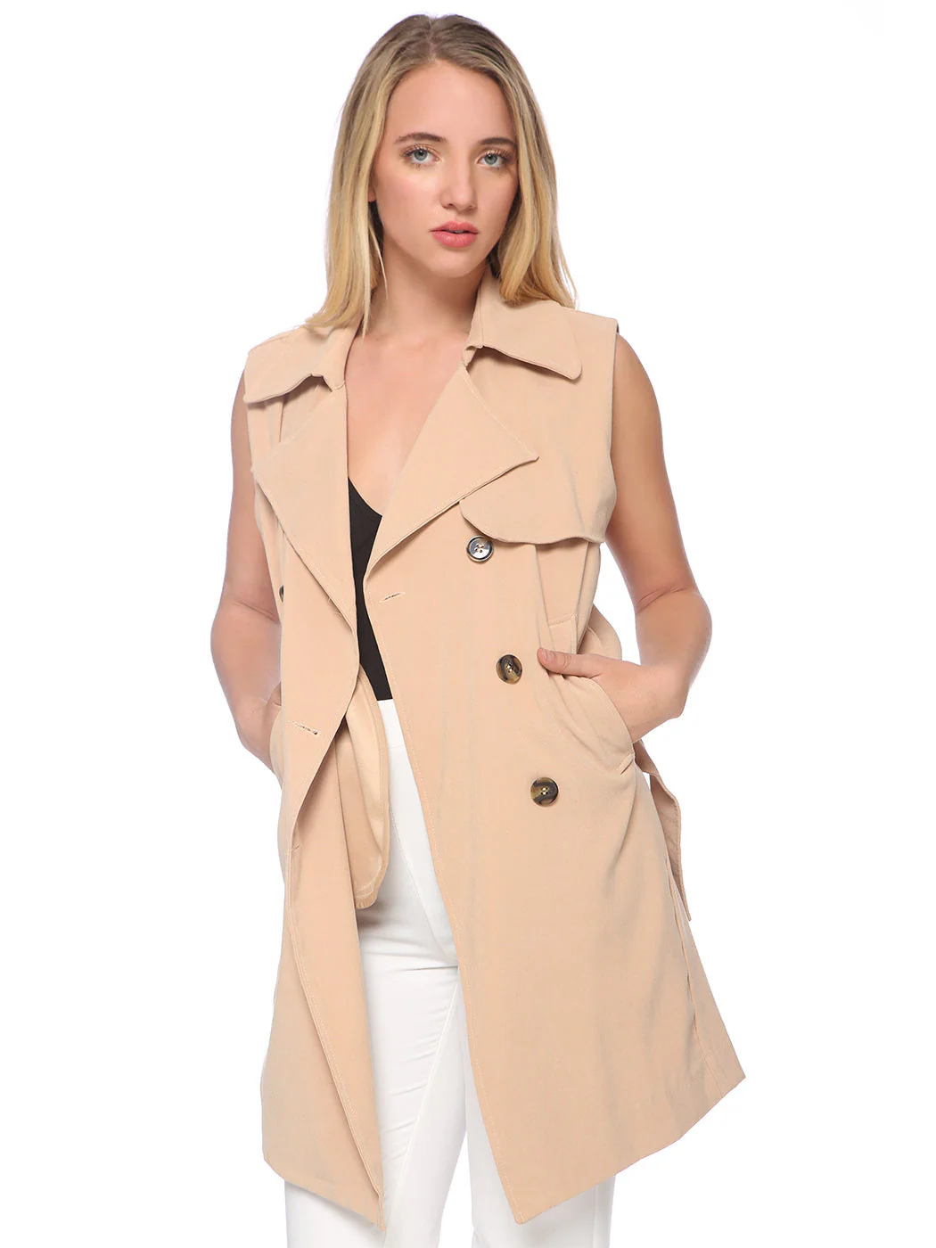 Double-Breasted Trench Vest Coat - Image 3