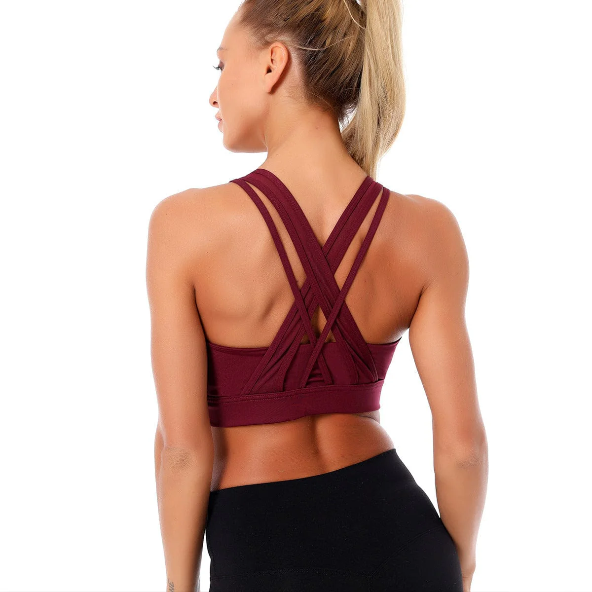 Double Crossover Wide Strap Sports Bra