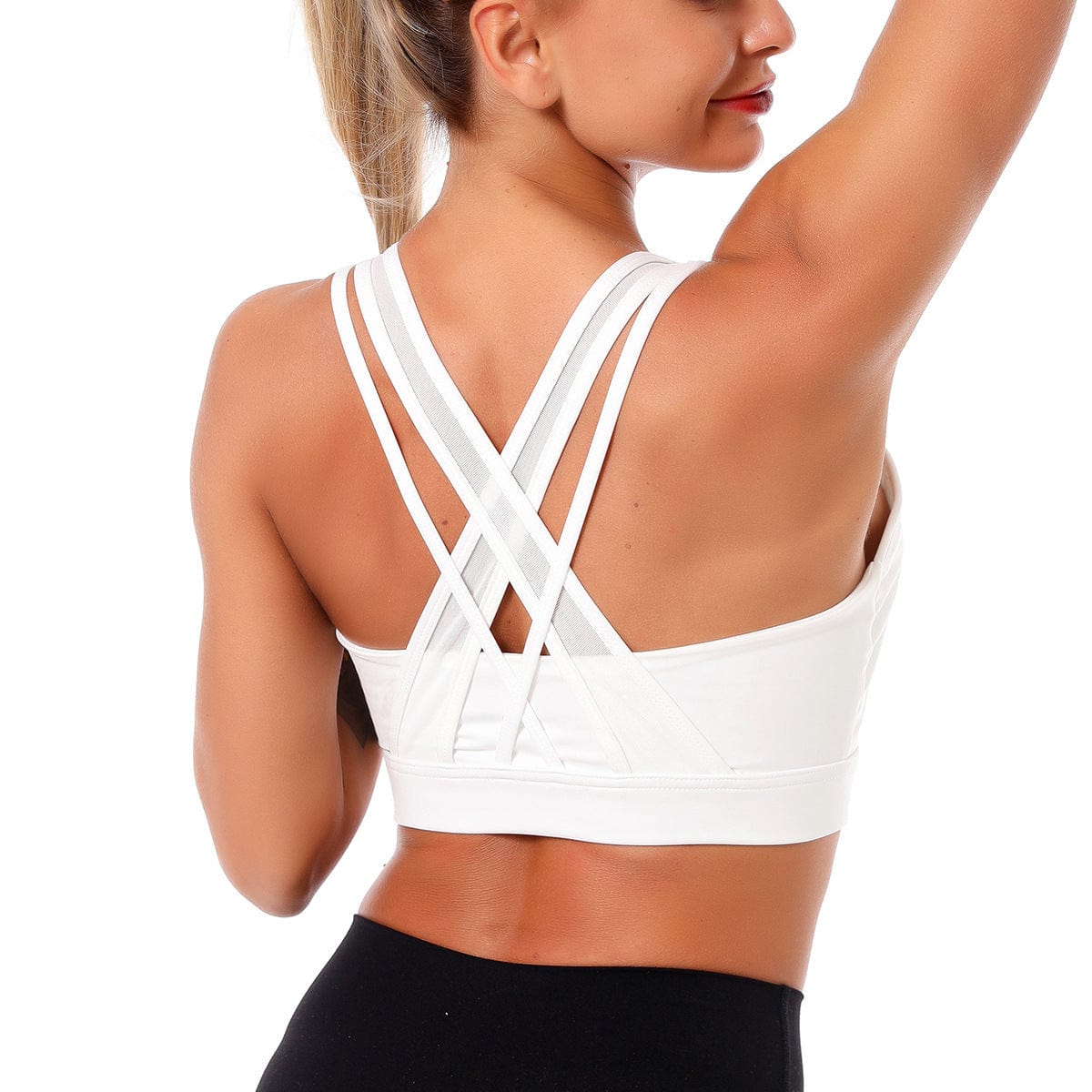 Double Crossover Wide Strap Sports Bra - Image 10