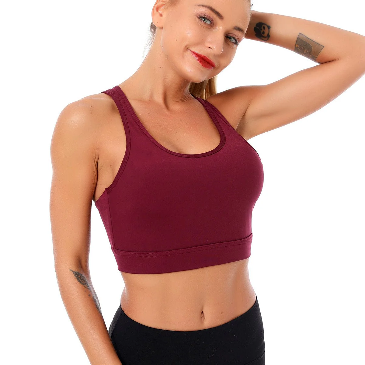 Double Crossover Wide Strap Sports Bra - Image 2