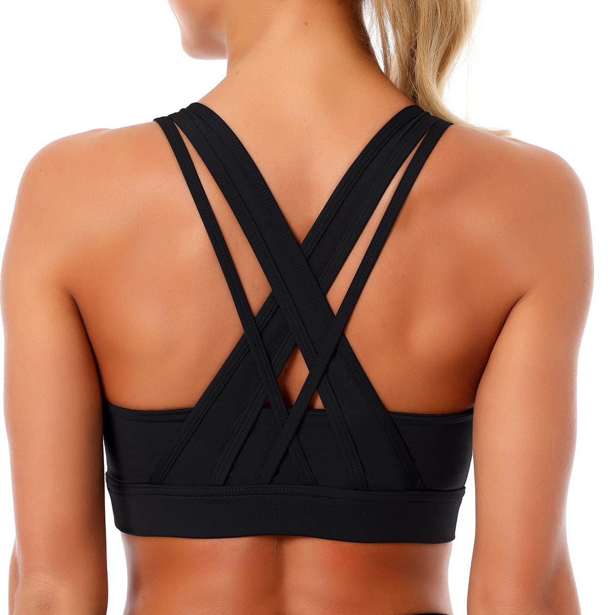 Double Crossover Wide Strap Sports Bra - Image 3