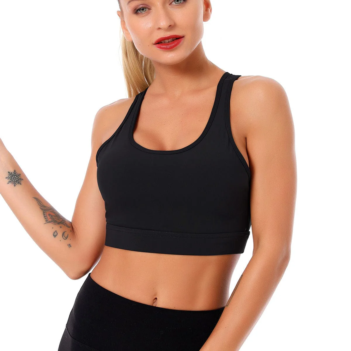 Double Crossover Wide Strap Sports Bra - Image 4