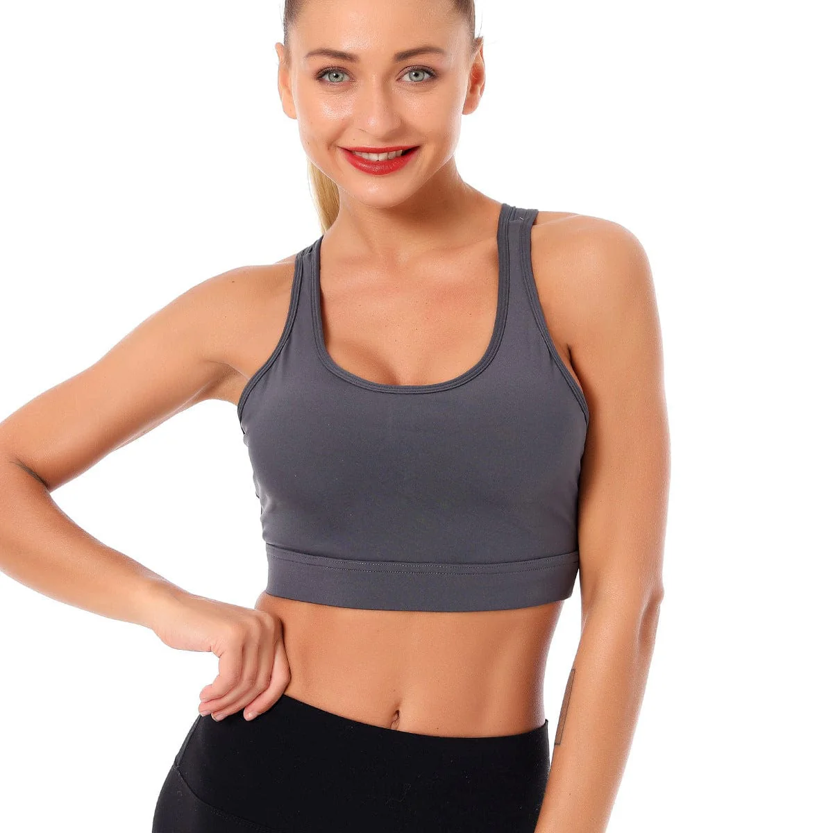 Double Crossover Wide Strap Sports Bra - Image 5