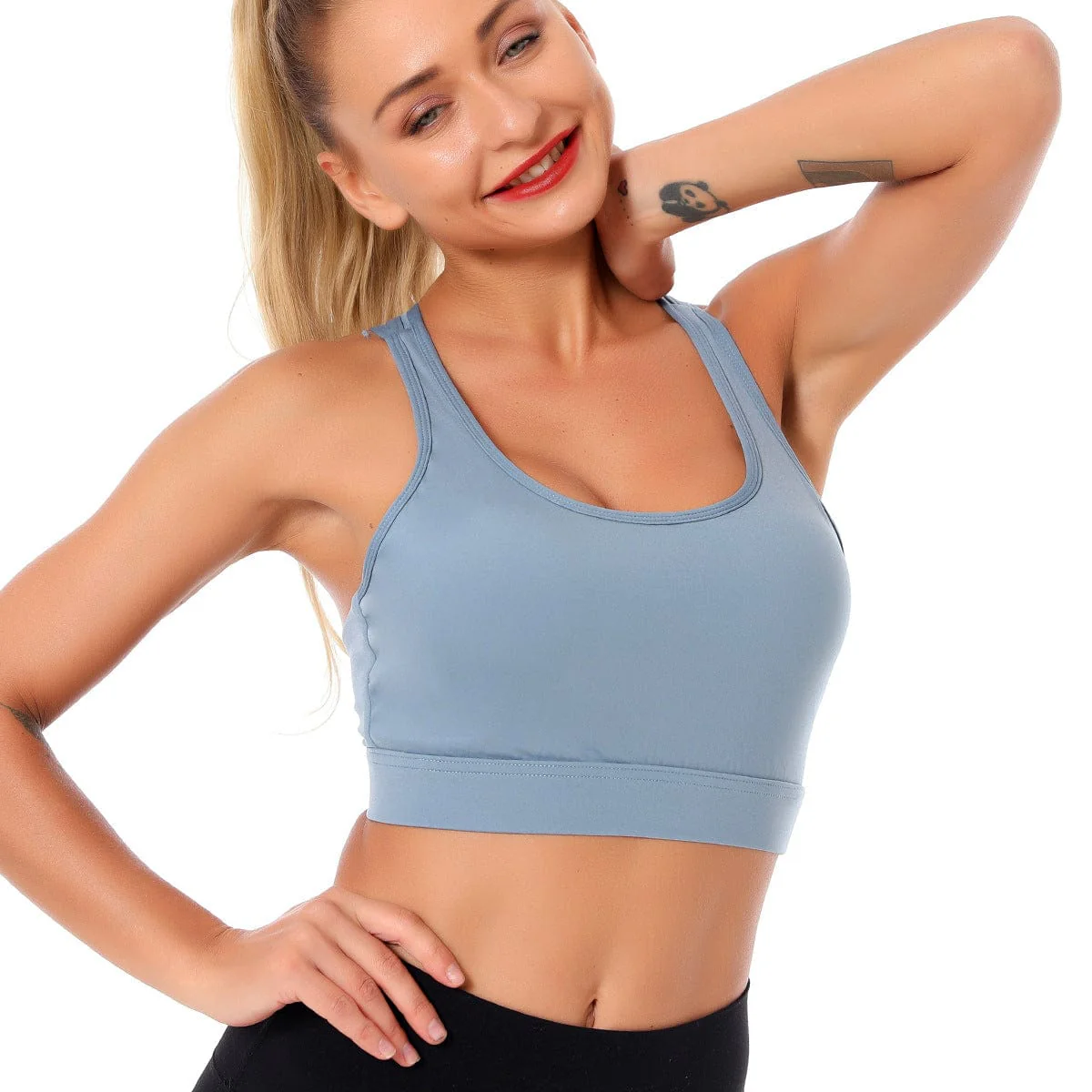 Double Crossover Wide Strap Sports Bra - Image 7