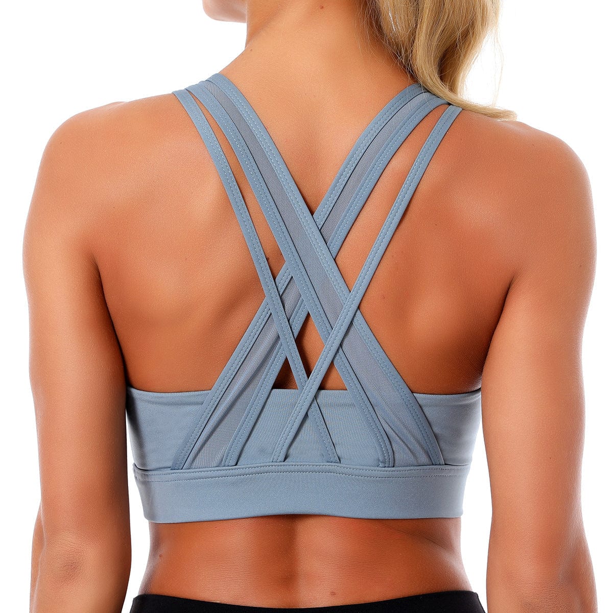 Double Crossover Wide Strap Sports Bra - Image 8