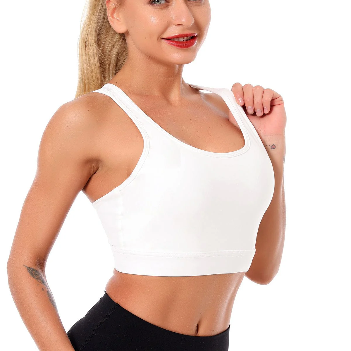 Double Crossover Wide Strap Sports Bra - Image 9