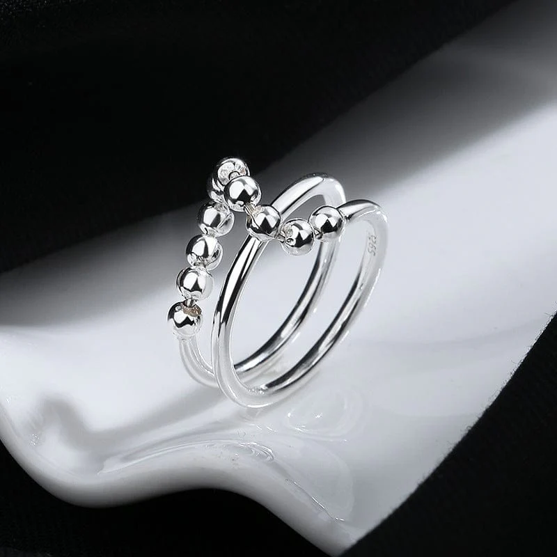 Double Layer Beaded 925 Sterling Silver Ring - Image 4