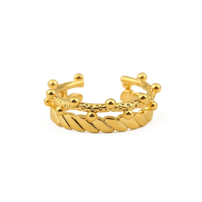 Double Layered Crown Gold Ring - Image 2