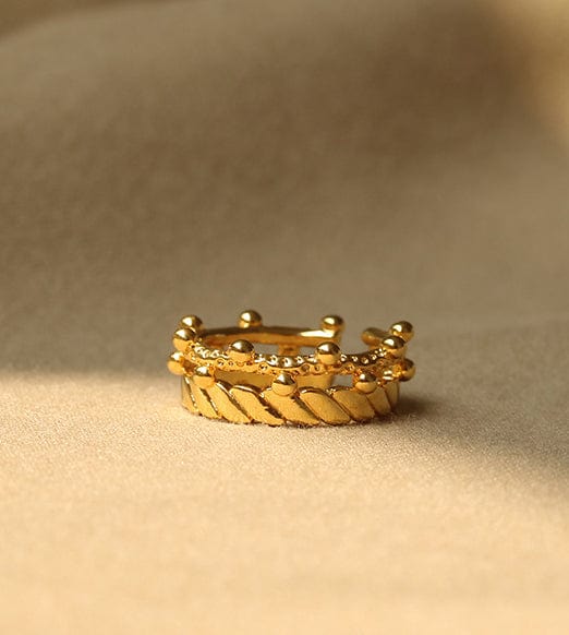 Double Layered Crown Gold Ring - Image 3