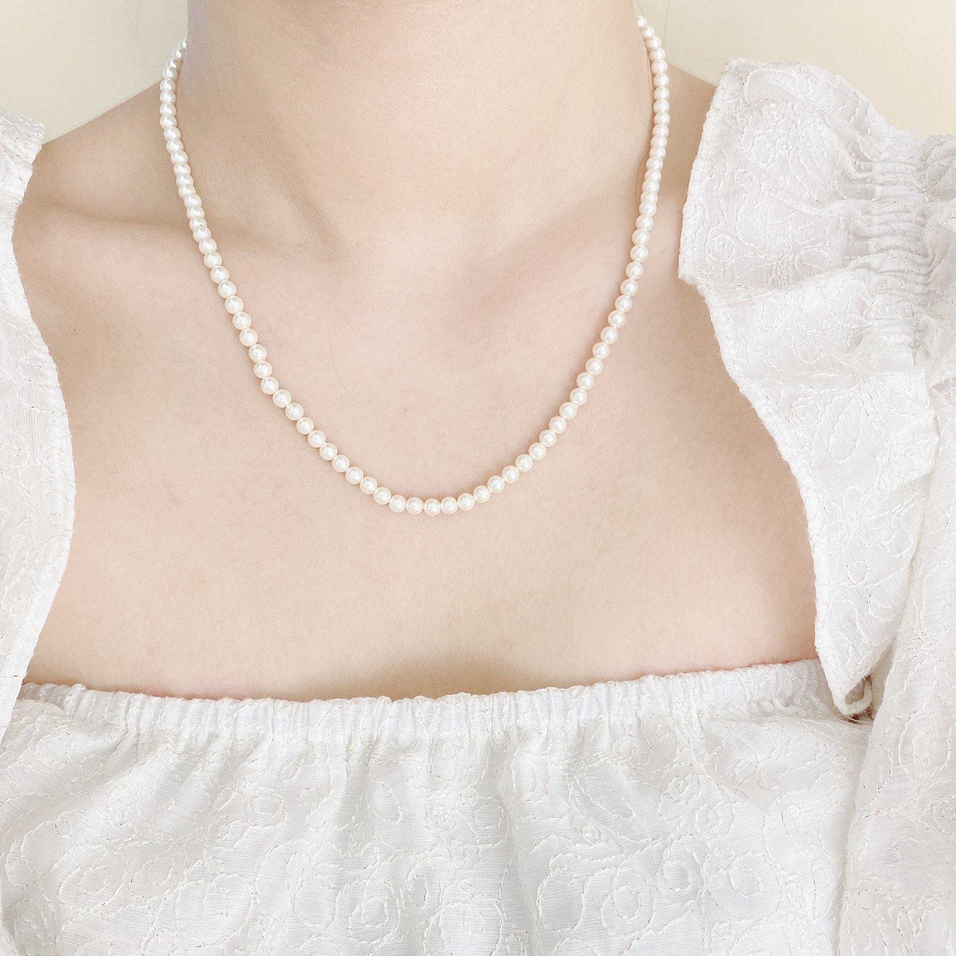 Double Layered Crystal and Pearl Necklace - Image 3
